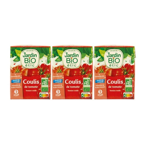Coulis de tomate sans sel ajouté - Lot de 3 - bio