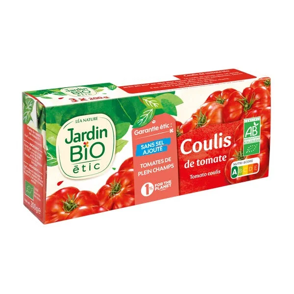 Coulis de tomate sans sel ajouté - Lot de 3 - bio