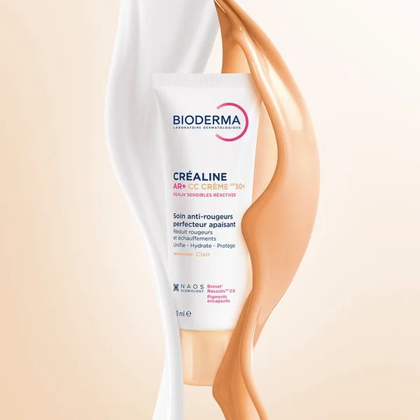 CREALINE AR+ CC CREME SPF50+ - Soin Anti-Rougeurs Perfecteur Apaisant Teinte Claire - Visage - Peaux Sensibles Réactives, 40ml