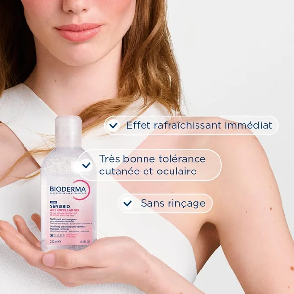 CREALINE AR+ GELEE MICELLAIRE - Nettoyant Anti-Rougeurs Démaquillant Apaisant - Visage et Yeux - Peaux Sensibles Réactives, 250ml