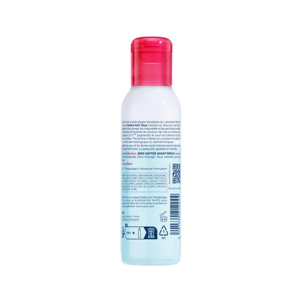 CREALINE H2O YEUX - Biphase Micellaire Démaquillant Waterproof - Yeux Sensibles et Lèvres, 125ml