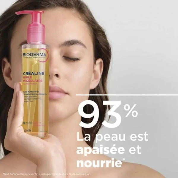 CREALINE - Huile Micellaire Nettoyante Démaquillante Apaisante - Visage et Yeux - Peaux Sensibles, 50ml