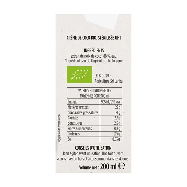Crème coco tetra bio - 200ml