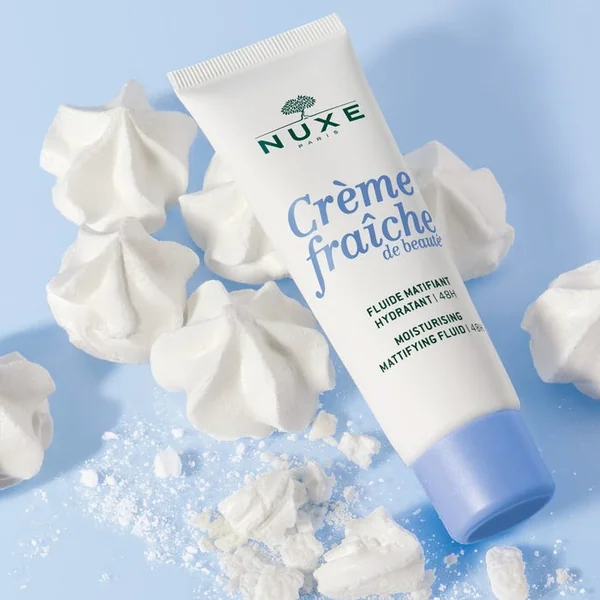 CRÈME FRAÎCHE DE BAUTÉ - Fluide Matifiant Hydratant 48h - Visage - Peaux Mixtes à Grasses, 50ml