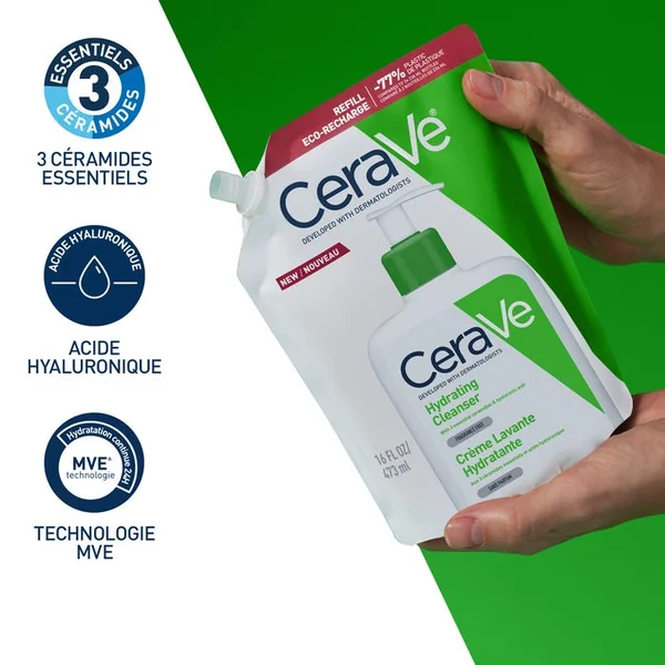 Crème Lavante Hydratante Eco-Recharge - Visage et Corps - Peaux Sèches à Très Sèches, 473ml