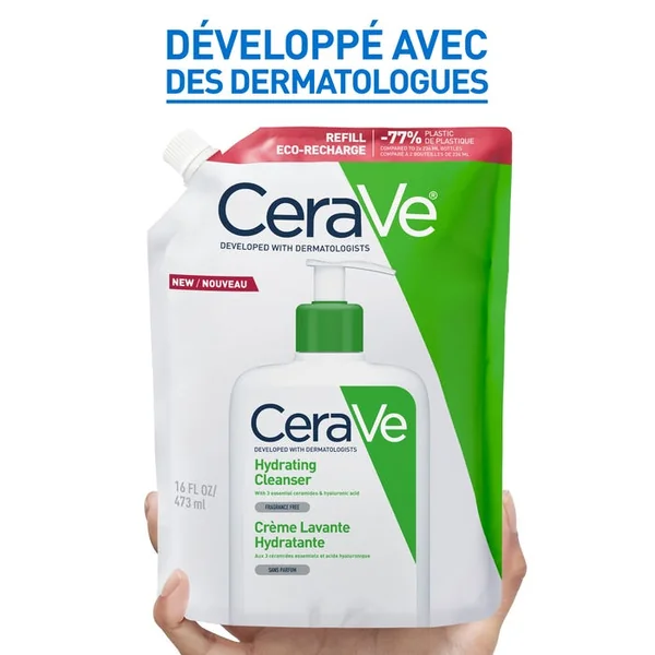 Crème Lavante Hydratante Eco-Recharge - Visage et Corps - Peaux Sèches à Très Sèches, 473ml