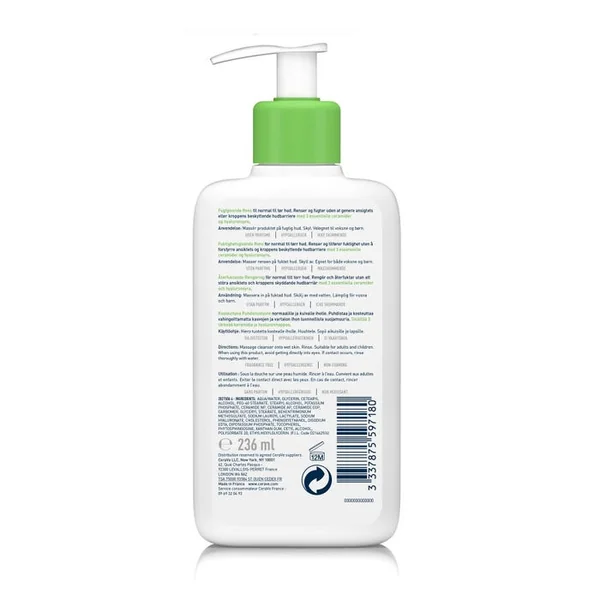 Crème Lavante Hydratante Visage et Corps Pour les Peaux Sèches à Très Sèches, 236ml