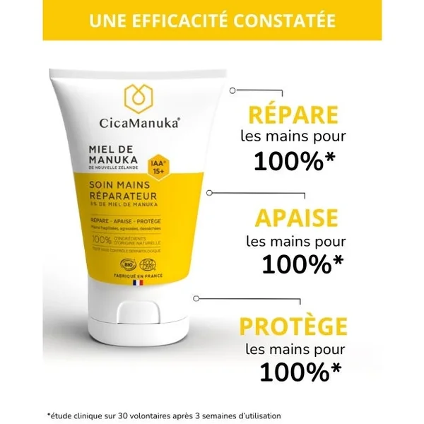 Crème Mains au Miel de Manuka Bio - Peaux Fragilisées, Agressées, Desséchées, 50ml