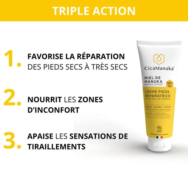 Crème Pieds Réparatrice au Miel de Manuka IAA15+ - Pieds Secs à Très Secs, 75ml