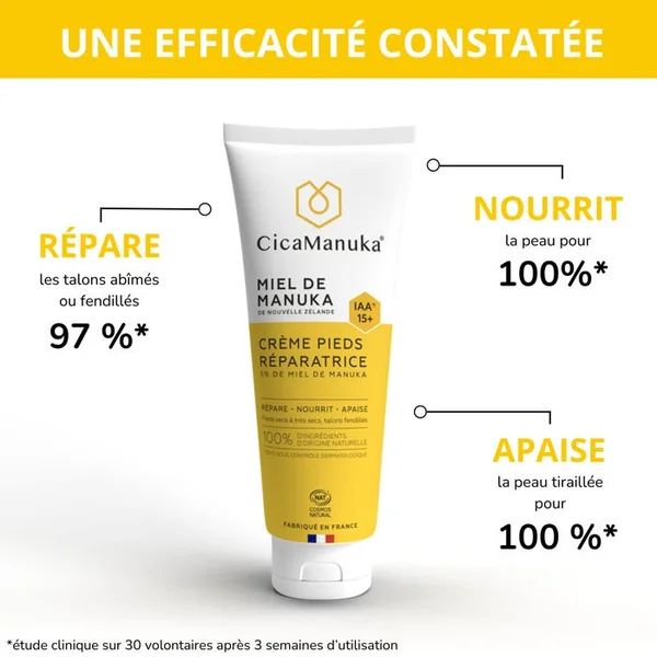 Crème Pieds Réparatrice au Miel de Manuka IAA15+ - Pieds Secs à Très Secs, 75ml
