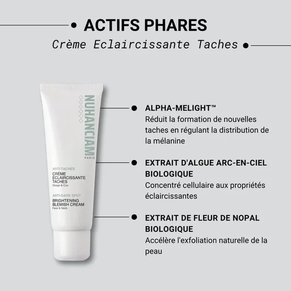 Crème Éclaircissante Taches - Visage et Cou - Tous Types de Peaux, 50ml