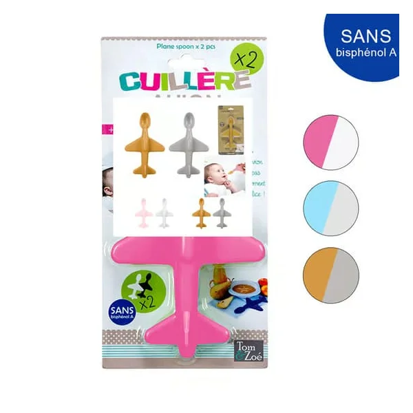 Cuillères Bébé en forme d'Avion - 6 mois et plus, 2 Cuillères