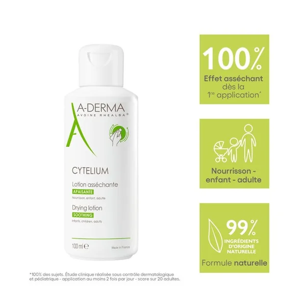 CYTELIUM - Lotion Asséchante Apaisante - Visage et Corps - Peaux Irritées, 100ml