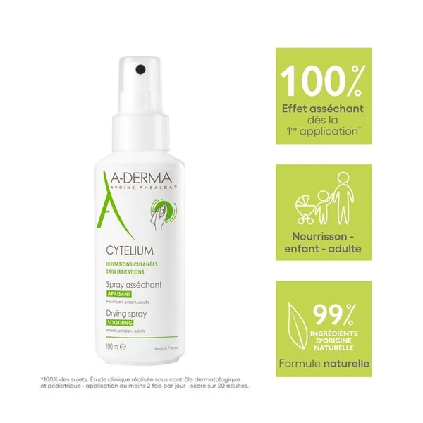 CYTELIUM - Spray Asséchant Apaisant - Visage et Corps - Peaux Irritées, 100ml