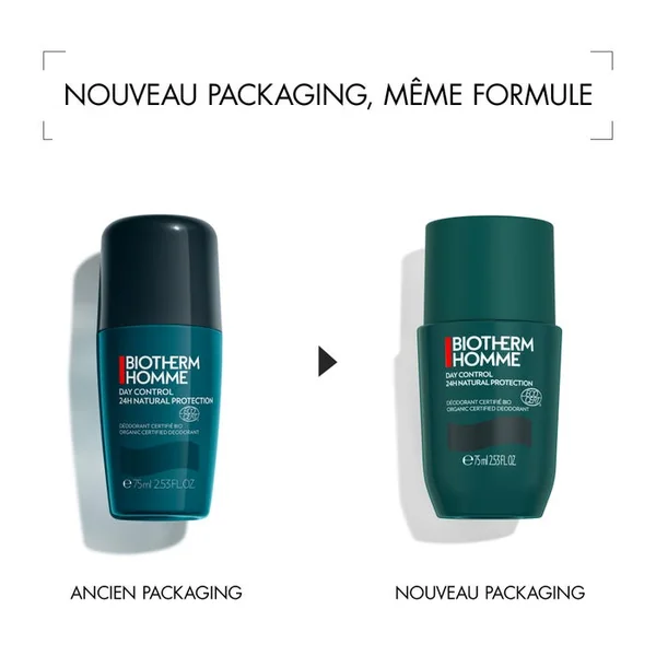 DAY CONTROL - Déodorant Homme 24H Naturel Protect Roll-On Bio, 2x75ml