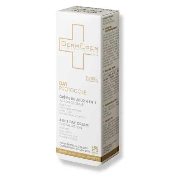 DAY PROTOCOLE - Crème de Jour 4 en 1 Anti-ge SPF50 - Peaux Mixtes à Grasses, 50ml