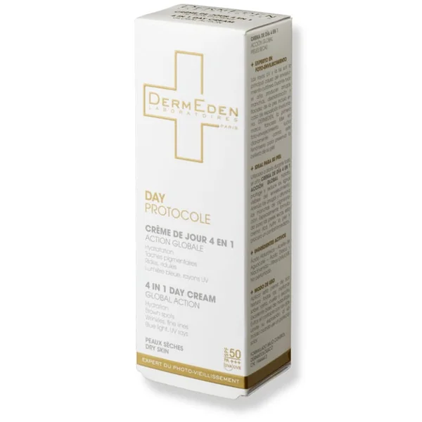 DAY PROTOCOLE - Crème de Jour 4 en 1 Anti-ge SPF50 - Peaux Sèches, 50ml