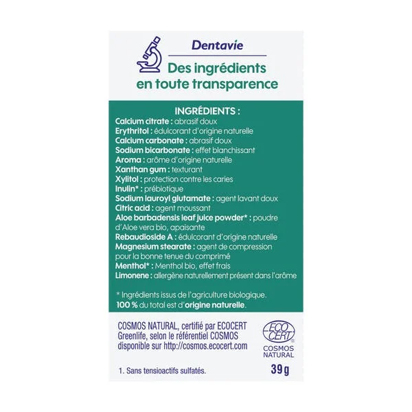 Dentifrice à croquer fraîcheur Dentavie