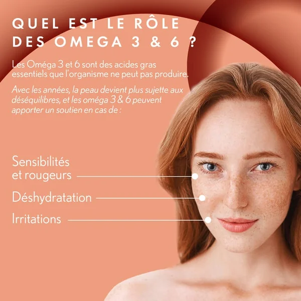 DERMA EXPERT - Complément Alimentaire Oméga 3 et 6, 30 Capsules Végétales