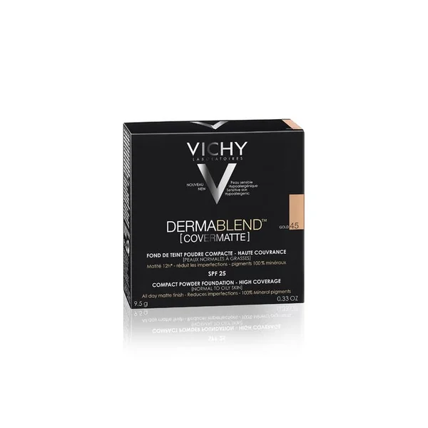 DERMABLEND COVERMATTE - 45 - Poudre Compact Matifiante peaux Normales Gold, 9,5g