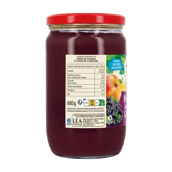 Dessert compote bio pomme et cassis