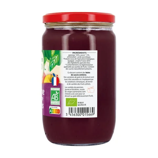 Dessert compote bio pomme et cassis