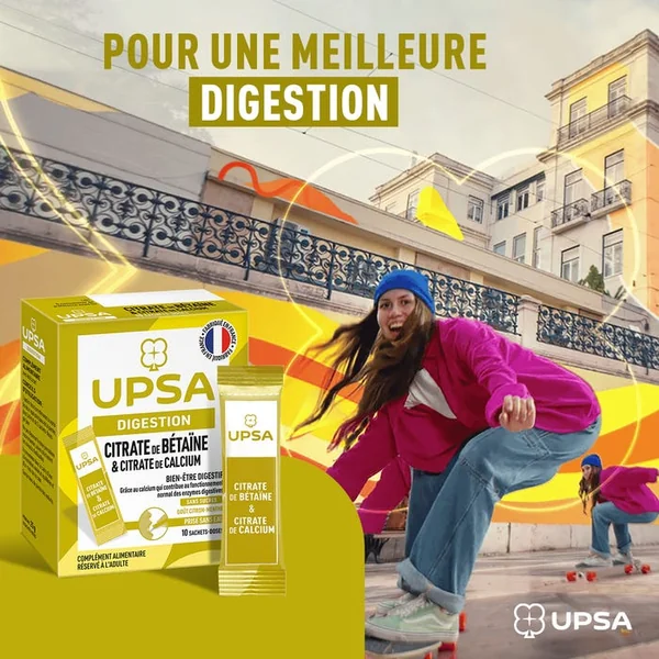 DIGESTION - Citrate de Bétaïne et Citrate de Calcium - Goût Citron Menthe, 10 Sachets Doses