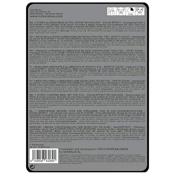 DIVINE COLLECTION - Masque en Tissu Foil Hydra Illuminateur Platine - Visage - Tous Types de Peaux, 25ml