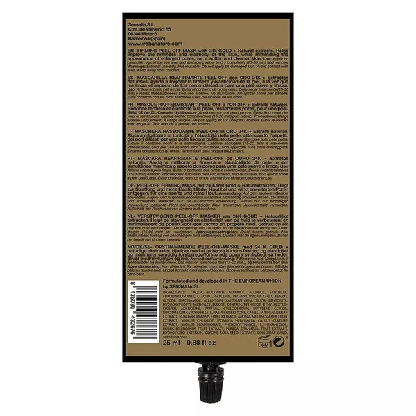 DIVINE COLLECTION - Masque Peel-Off Effet Raffermissant Or 24k - Visage - Tous Types de Peaux, 25ml