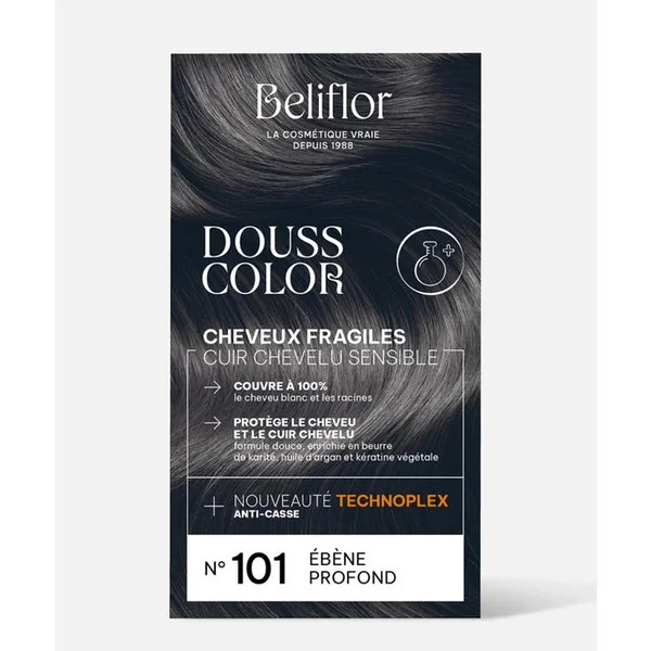 DoussColor® - 101 - Ebene Profond Coloration Permanente Délicate - Cheveux Fragiles, Cuirs Chevelus Sensibles, 131ml