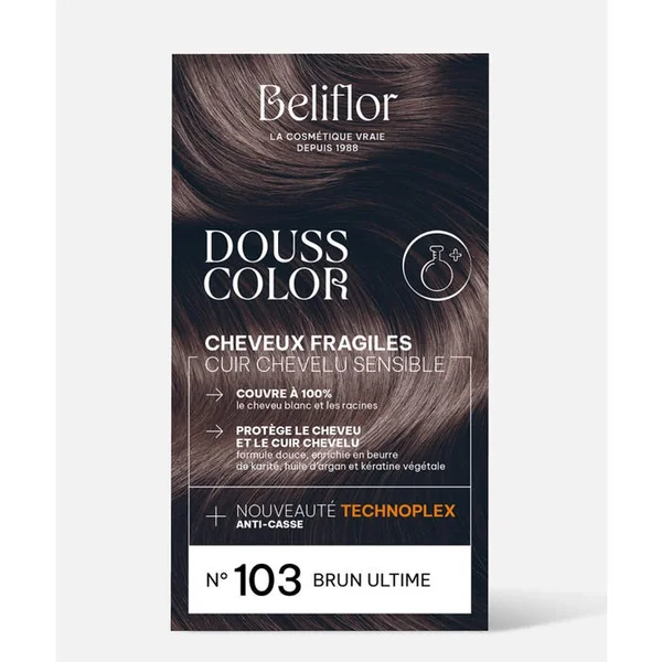 DoussColor® - 103 - Brun Ultime Coloration Permanente Délicate -Cheveux Fragiles, Cuirs Chevelus Sensibles, 131ml