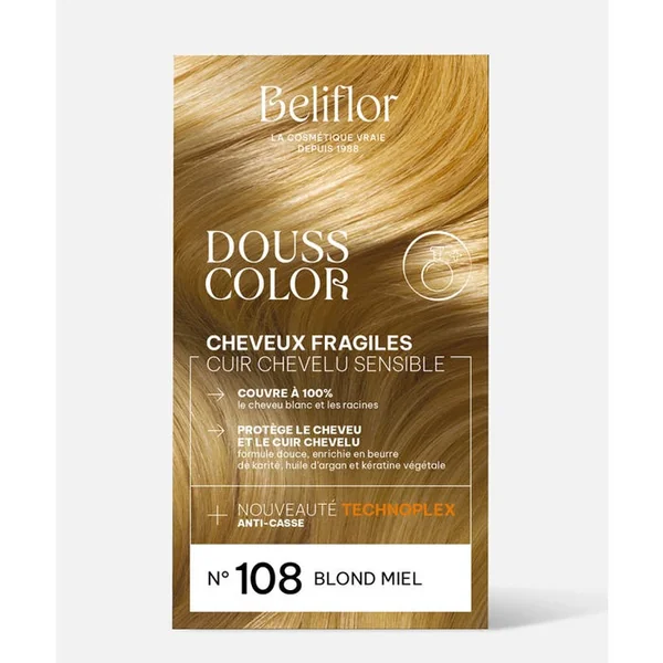 DoussColor® - 108 - Blond Miel Coloration Permanente Délicate - Cheveux Fragiles, Cuirs Chevelus Sensibles, 131ml