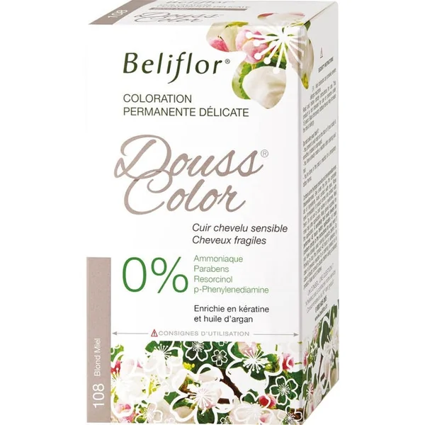 DoussColor® - 108 - Blond Miel Coloration Permanente Délicate - Cheveux Fragiles, Cuirs Chevelus Sensibles, 131ml
