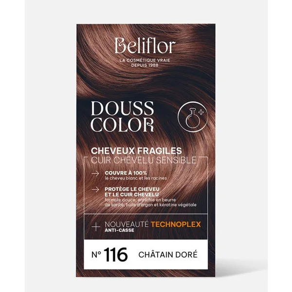 DoussColor® - 116 - Châtain Doré Coloration Permanente Délicate - Cheveux Fragiles, Cuirs Chevelus Sensibles, 131ml