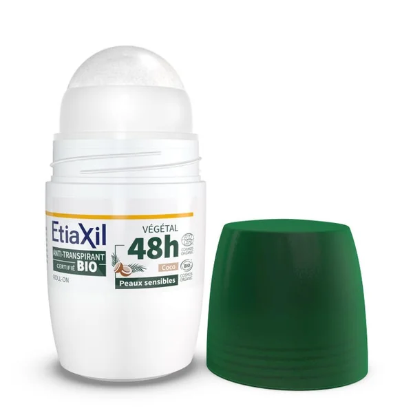 Déodorant Anti-transpirant Végétal 48h Bio - Transpiration Modérée - Parfum Coco - Roll On, 50ml