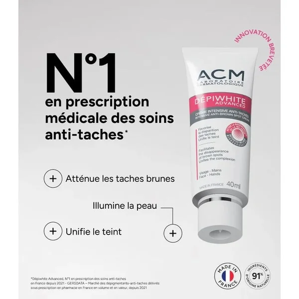 DÉPIWHITE ADVANCED - Crème Intensive Anti-Taches - Visage et Mains - Tous Types de Peaux, 40ml