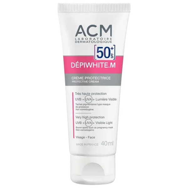 DÉPIWHITE M - Crème Solaire Protectrice Invisible SPF50+ - Visage - Tous Types de Peaux, 40ml