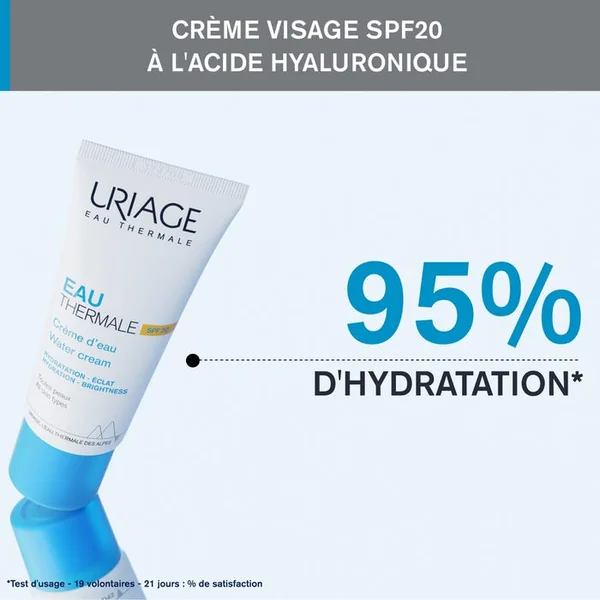 EAU THERMALE - Crème d'Eau Hydratante SPF20 - Visage - Tous Types de Peaux, 40ml