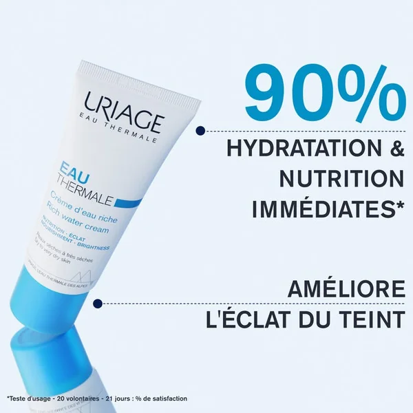 EAU THERMALE - Crème d'Eau Riche Hydratante et Nourrissante - Visage - Peaux Sèches à Très Sèches, 40ml