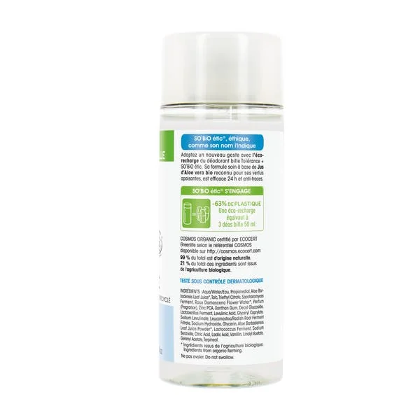 Eco Recharge, déo soin 24h, Jus d'Aloe Vera bio