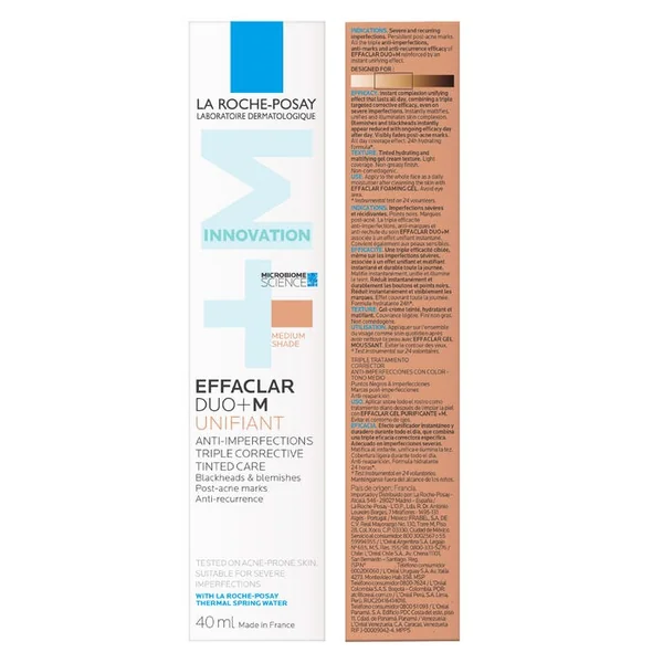 EFFACLAR DUO+M - Unifiant Soin Triple Correction Anti-Imperfections - Teinte Medium, 40ml