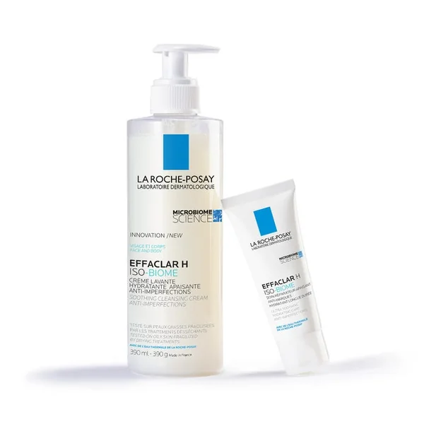 EFFACLAR H ISO-BIOME - Crème Lavante Hydratante Apaisante Anti-Imperfections - Peaux Acnéiques, 390ml