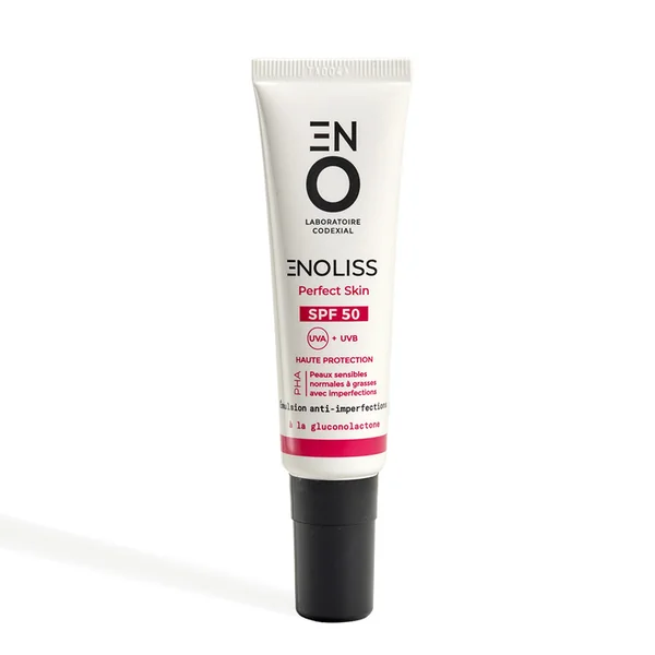 ENOLISS - Perfect Skin SPF50 - Emulsion Anti-Imperfections - Visage - Peaux Normales à Grasses, 30ml