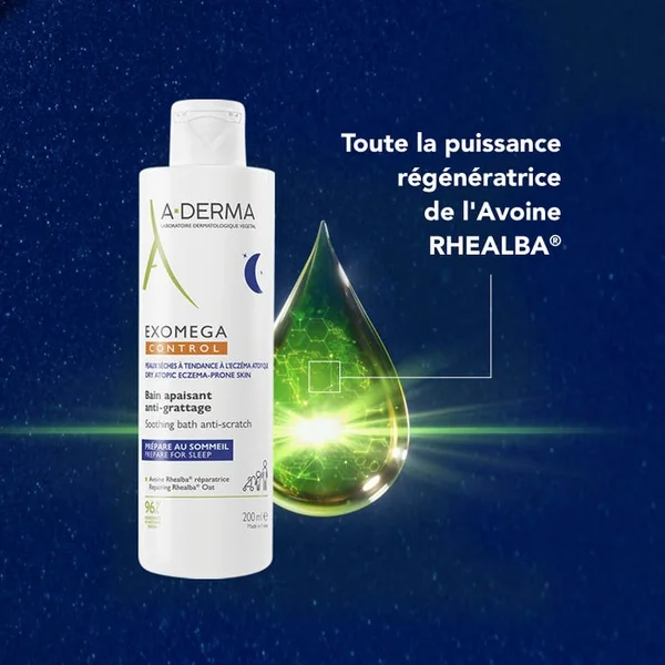 EXOMEGA CONTROL - Bain Apaisant Anti-Grattage - Visage et Corps - Peaux Sèches à Tendance Atopique, 200ml