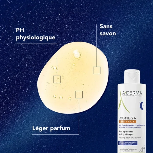 EXOMEGA CONTROL - Bain Apaisant Anti-Grattage - Visage et Corps - Peaux Sèches à Tendance Atopique, 200ml
