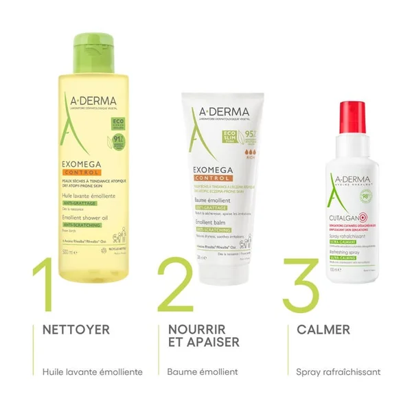 EXOMEGA CONTROL - Baume Émollient Anti-Grattage - Visage et Corps - Peaux Sèches à Tendance Atopique, 400ml