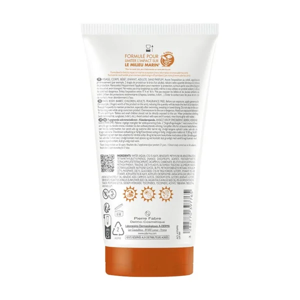 EXOMEGA CONTROL - Crème Solaire Émolliente Anti-Grattage SPF50+ - Visage et Corps - Peaux Sèches à Tendance Atopique, 150ml