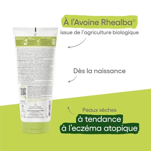 EXOMEGA CONTROL - Crème Émolliente Anti-Grattage - Visage et Corps - Peaux Sèches à Tendance Atopique, 200ml
