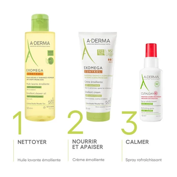 EXOMEGA CONTROL - Crème Émolliente Anti-Grattage - Visage et Corps - Peaux Sèches à Tendance Atopique, 400ml