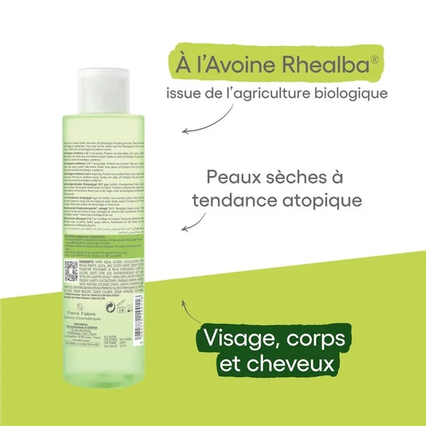 EXOMEGA CONTROL - Gel Lavant Émollient 2 en 1 Anti-Grattage Bébé - Visage Corps et Cheveux - Peaux Sèches à Tendance Atopique, 200ml